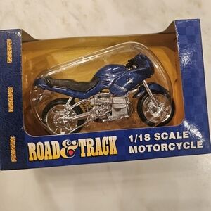 Die Cast Motorcycle Blue Vintage Road & Track